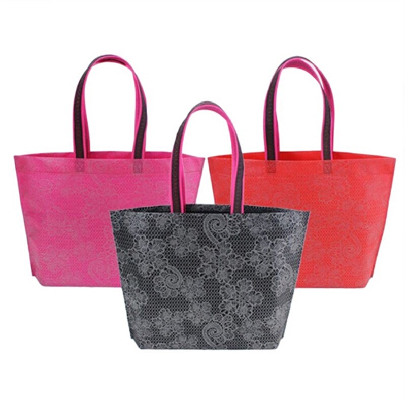 Printing Foldable Black Shopping Bag Tote Folding Pouch Handbags Convenient Large-capacity Storage Bags 3 Style