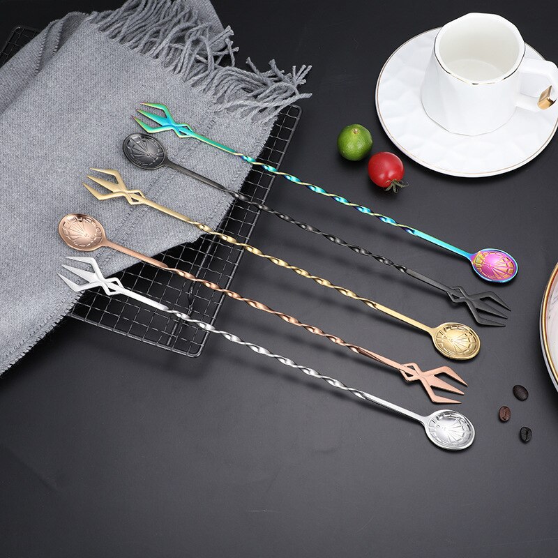 Stainless Steel Mixing Stirring Spoon Long Handle Double Head Spoon Dessert Spoon Coffee Scoop Drinks Cocktails Stirring Sticks