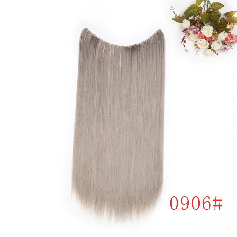 MERISI HAIR 24" Invisible Wire No Clips In Hair Extensions Secret Fish Line Hairpieces Synthetic Wavy Hair Extensions: Z0906
