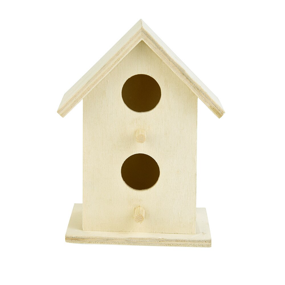 Double hole wooden bird house Nest wall-mounted wooden outdoor bird nest birdhouse Wooden Box @P