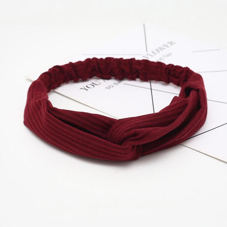 Diadema Lisa para mujer, turbante elástico para la cabeza, accesorios para el cabello para mujer, bandas para el cabello a rayas: E