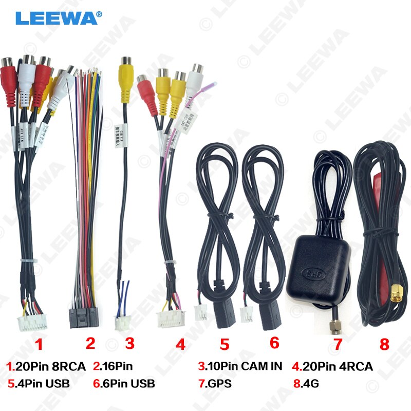 Leewa Auto Head Unit Stereo Kabelboom Kits Compatibel Voor Xy Auto Android Oplossing Interface # CA4919: 1 2 3 4 5 6 7 8