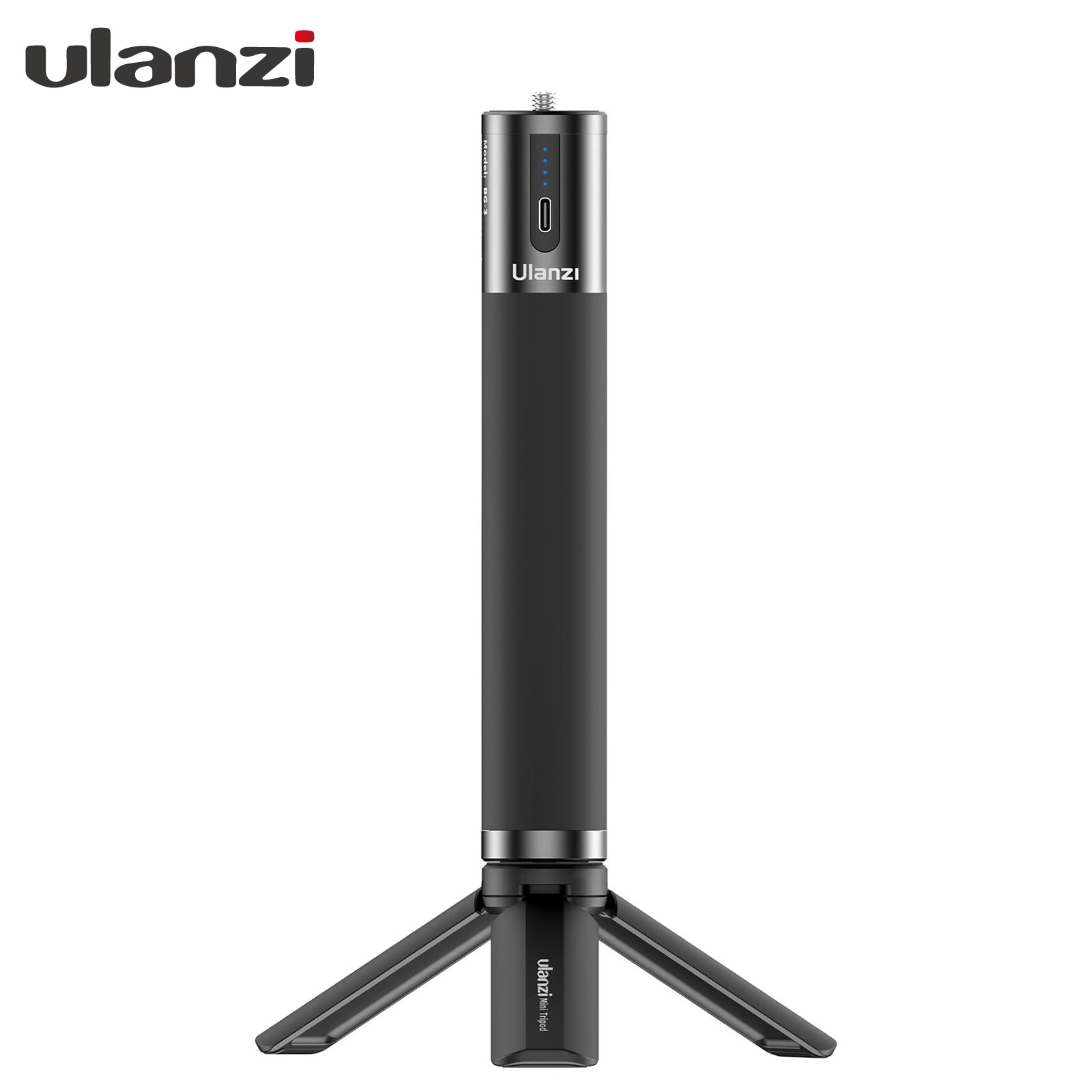 Ulanzi BG-3 Power Bank Hand Grip 10000mAh USB-A Type-C Dual Charging Ports with Mini Tripod for Smartphone Camera