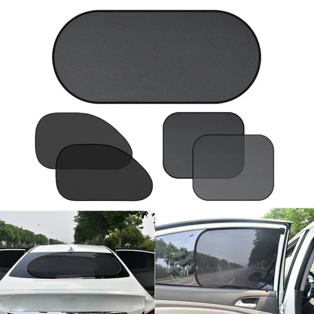 1/5 Stuks Auto Raam Zonnescherm Cover Zon Uv Bescherming Auto Voor Achter Zwart Gordijn Zijde Glas Mesh Zonneschermen Accessoires