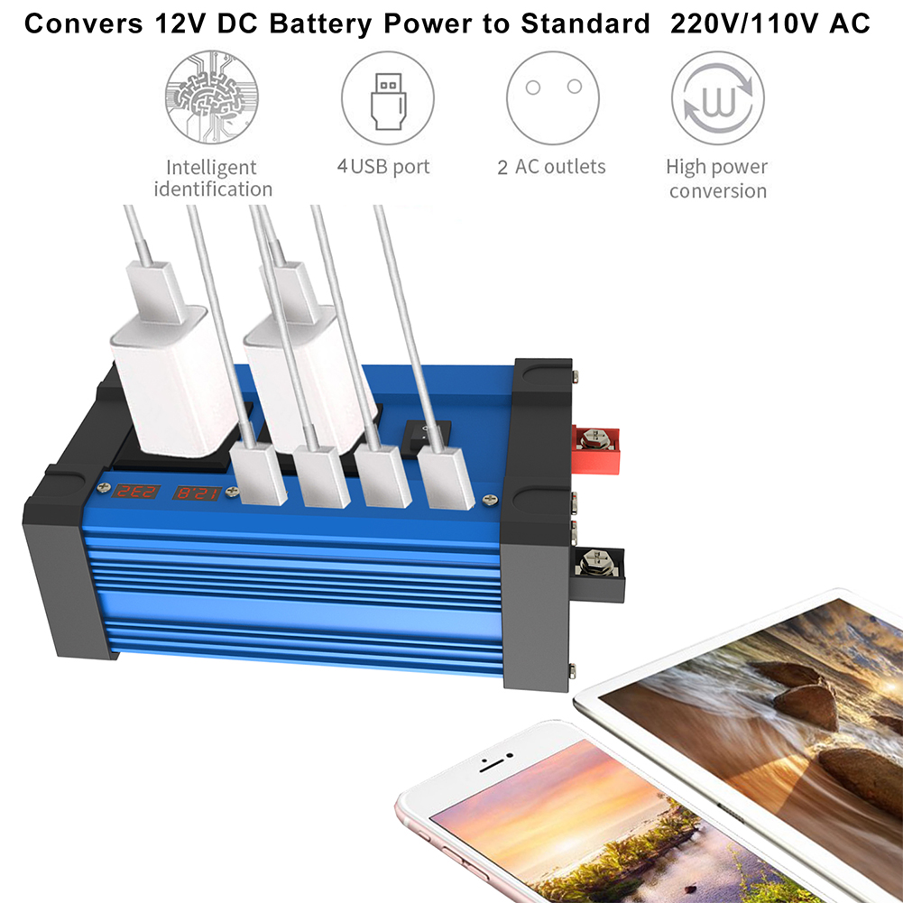 4000w bil power inverter 12v 220v 110v dc til ac sol inverter 12 v 220v sinusbølge konverter auto inverter
