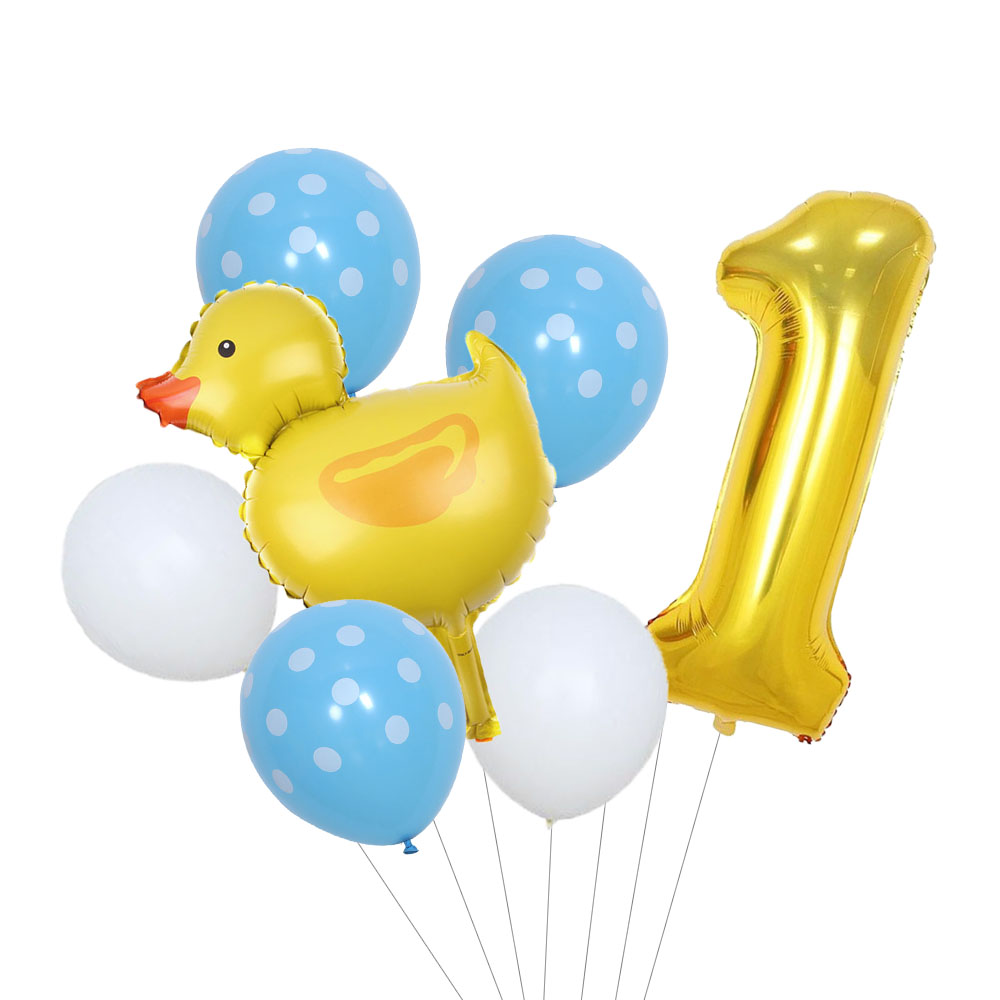 7Pcs Mini Duck Foil Balloons Set 32inch Gold Number Balloon for Kids Birthday Party Baby Shower Decoration Supplies: Emerald