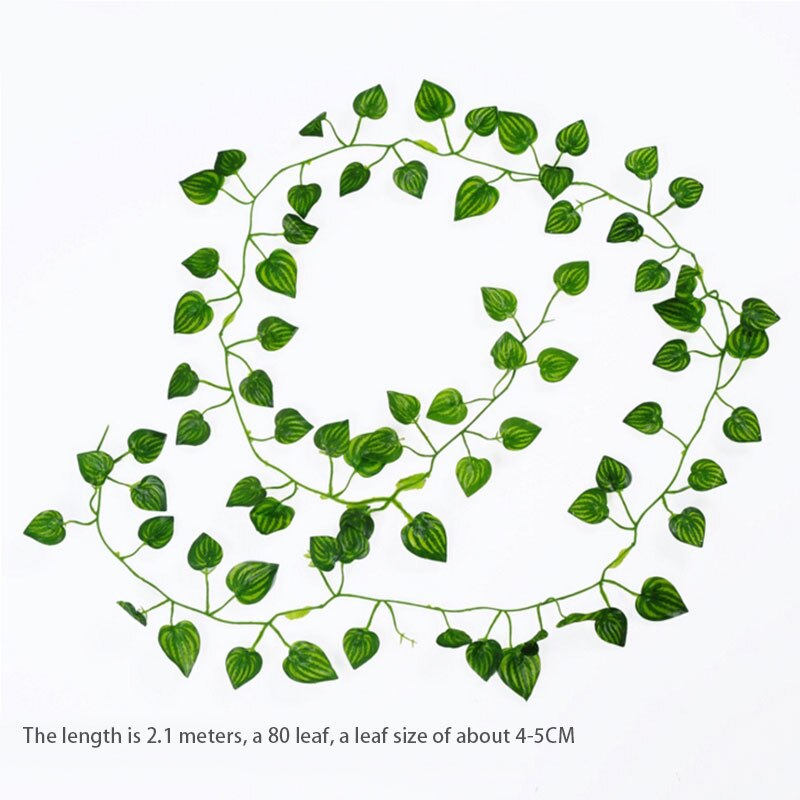 Artificial Jungle Vines Lizards Snake Reptile Pet Terrarium Decor Bendable Flexible Primeval forest Vine Vivarium Pet Habitat: Only Leaves-3