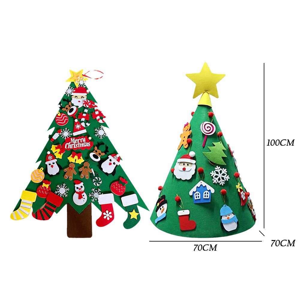 DIY Felt Christmas Tree Stereoscopic Christmas Ornaments Decorative Xmas Children Party Festival Supplies Accessories