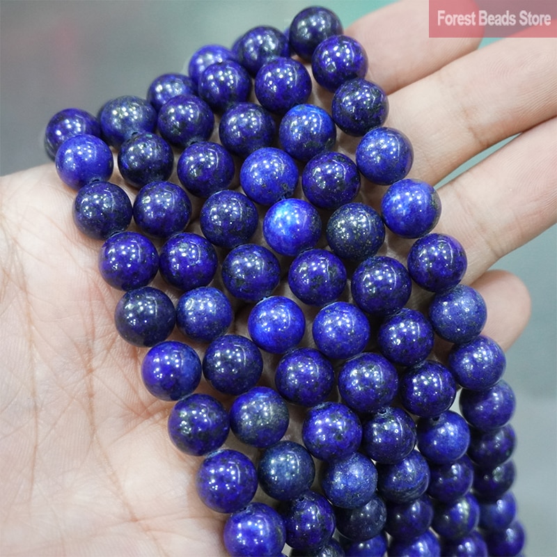 Natursten perler lapis lazuli sten løse runde perler til smykker fund diy armbånd halskæde 15 "streng 4 6 8 10 12 14mm