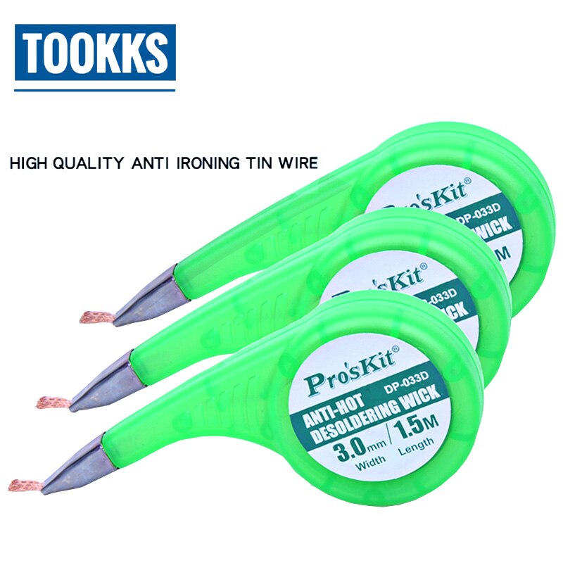 Pro'sKit BGA Desoldering Braid Copper Wire Anti Desoldering Wick Solder Remover 1.5mm 2mm 2.5mm 3mm width