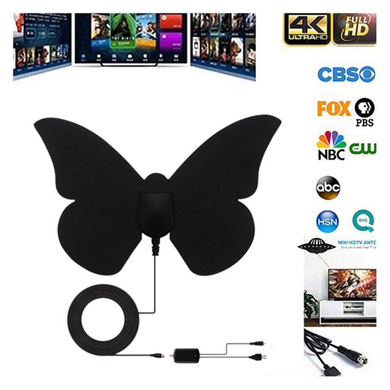 Amplified HD Digital TV Antenna Long 50-80 Miles Range Older TV's Indoor Powerful HDTV Amplifier Signal Booster