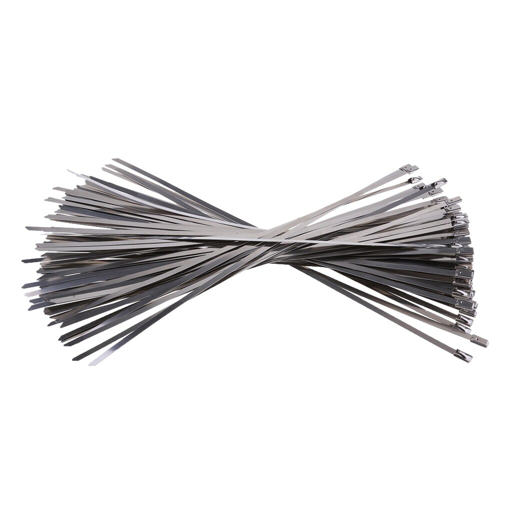 100Pcs Rvs Kabelbinders Voor Motorfiets Uitlaat Self Locking