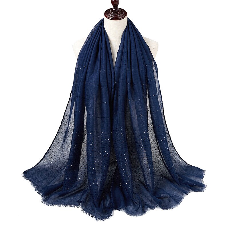 1PC Cotton And Linen Tassel Scarf Sequins Autumn And Winter Muslim Hijab Malay Headscarf: 5