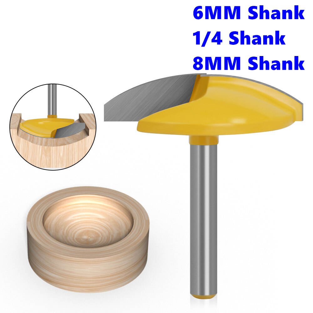 1Pc 6Mm 8Mm 1/4 &quot;Shank 1-3/4&quot; Breed Kleine Kom Router Bit 1.65 &quot;radius Concave Radius Frezen Hout Werk Kroon