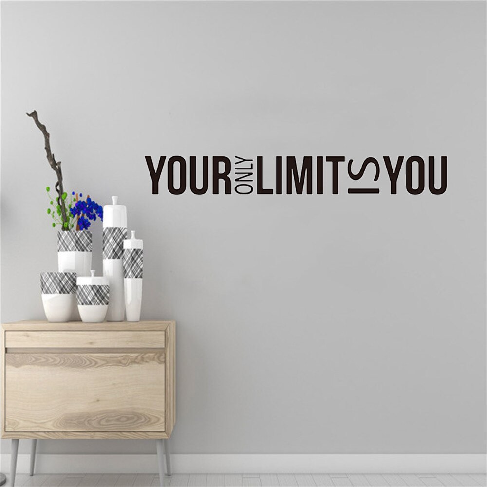 Large Your Only Limit is You Wall Sticker Office Gym Inspirational Motivational Quote Wall Decal Workout Exercise Vinyl