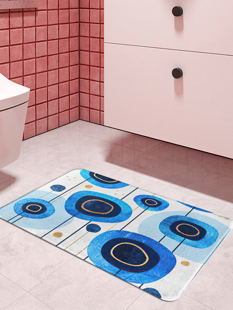 Felpudo de mármol azul para baño, alfombra rectangular suave para cocina, hogar, sencilla, absorbente de flores, tapete para puerta