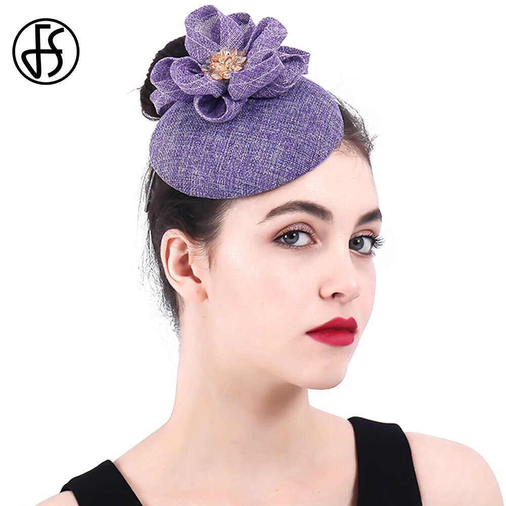 FS-gorros de boda para mujer, sombrero con pinza para el pelo, , nupcial, iglesia, Fedora, pastillero
