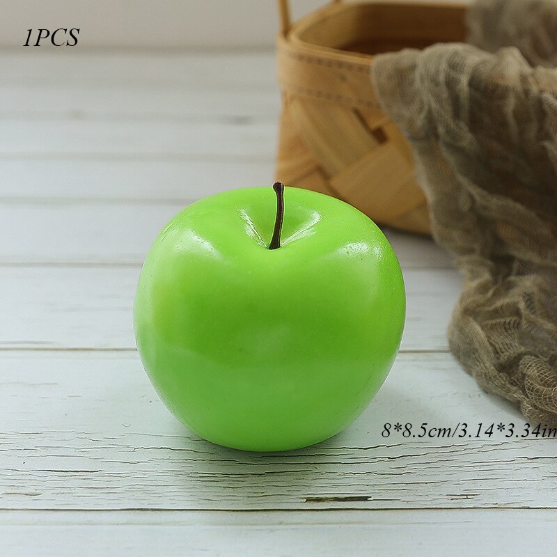 Fruta falsa Artificial de manzana para decoración del hogar, ornamento naranja de simulación, artesanía de comida, accesorios de fotografía,: green apple