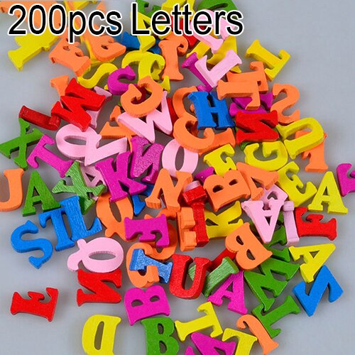 100Pcs Colorful Wood Letters Numbers Wooden Flatback Buttons Alphabet Embellishments Scrapbooking Crafts Tool Sewing Accessories