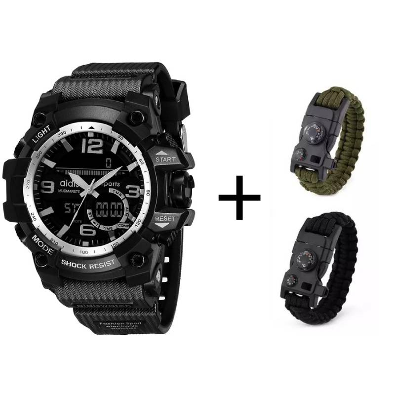 Addies herenhorloges g-stijl heren sporthorloge lichtgevende horloges heren sporthorloge heren waterdicht 30 meter waterbestendig: Wit-alles