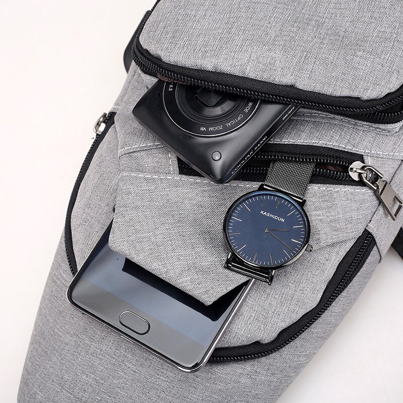 Male Shoulder Bags USB Charging Crossbody Bags Multifunctional Canvas Theft Chest Bags Short Trip Messengers Bag