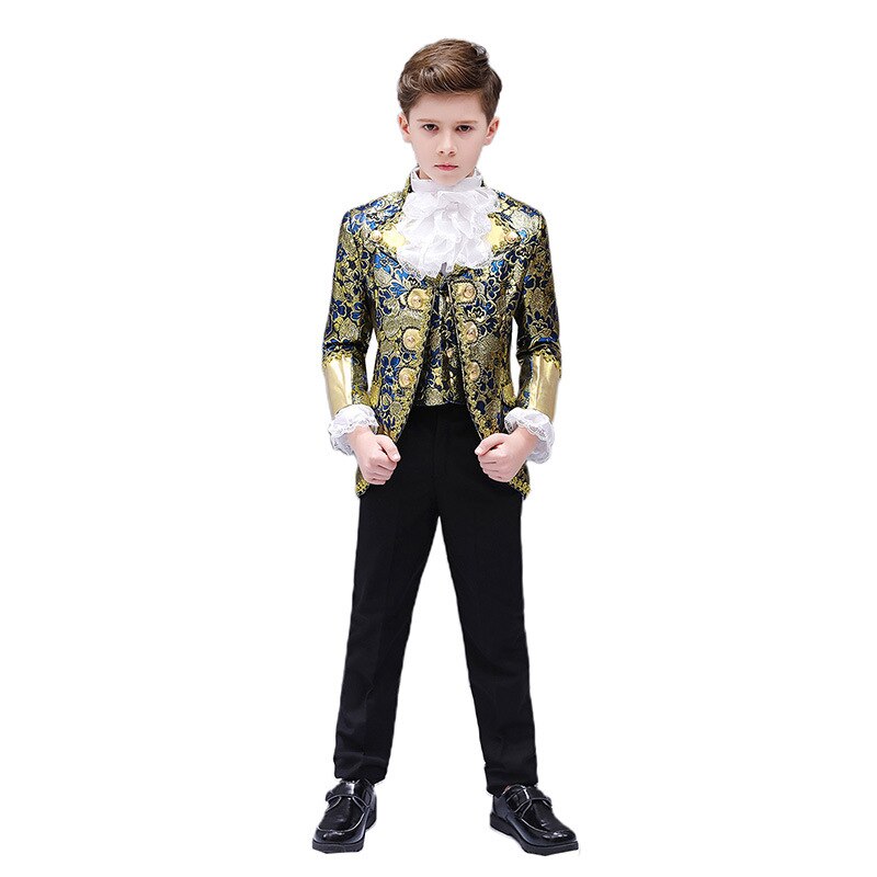 Vêtements de cour européenne rétro pour enfants, Costumes Prince charmant, tenue de soirée, de spectacle, de scène, de théâtre, veste et pantalon pour garçons