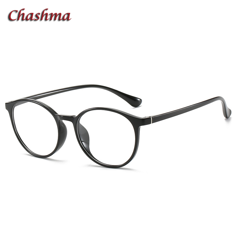 Women Round Frame Optical Eyewear Prescription Glasses for Girls Purple Retro Gafas Female: Matte Black