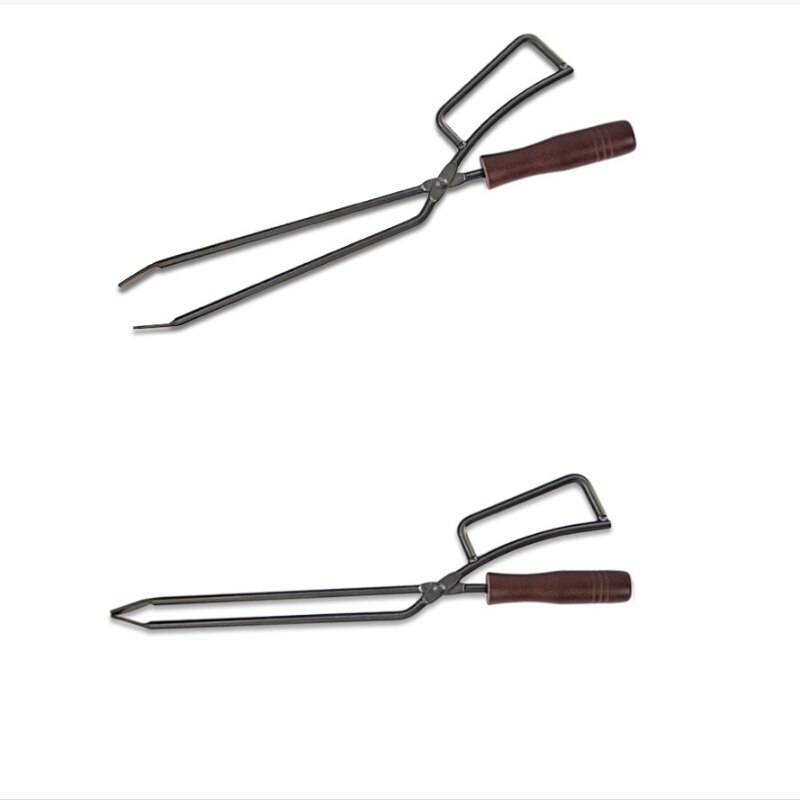 Clips de carbono para barbacoa, pinzas para quemar, pinzas para carbón, pinzas de carbono con pico de pato, mango de madera maciza no , Clips de carbono
