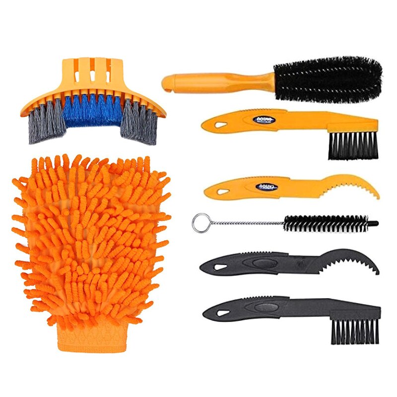 Bicycle Chain Cleaner Scrubber Brushes Mountain Bike Wash Tool Set Cycling Cleaning Kit Bicycle Repair Tools Bicycle Accessories: SET 7