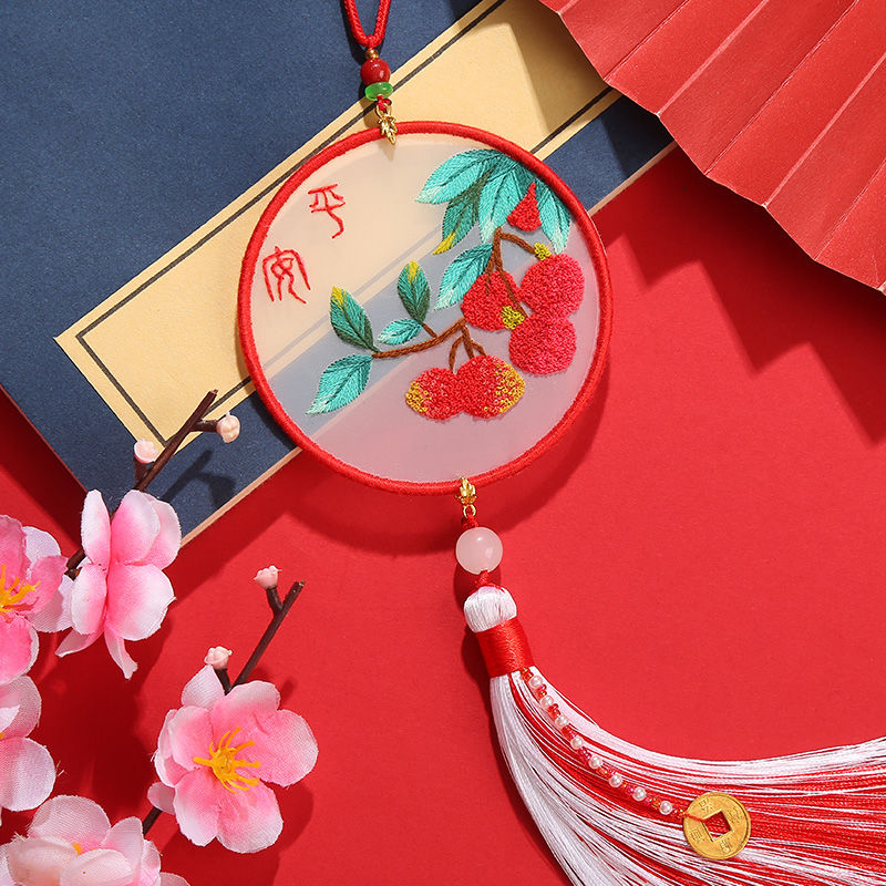 Ricamo fai da te nappa coppia materiale fatto a mano borsa punto croce Omamori ping un Fu gioielli in maglia ciondolo regalo