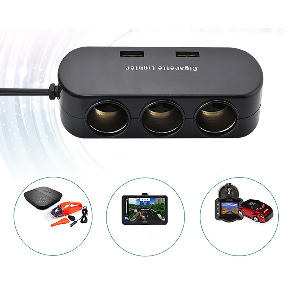 3 Way Dual Usb Auto Sigarettenaansteker Outlet Splitter Charger Adapter