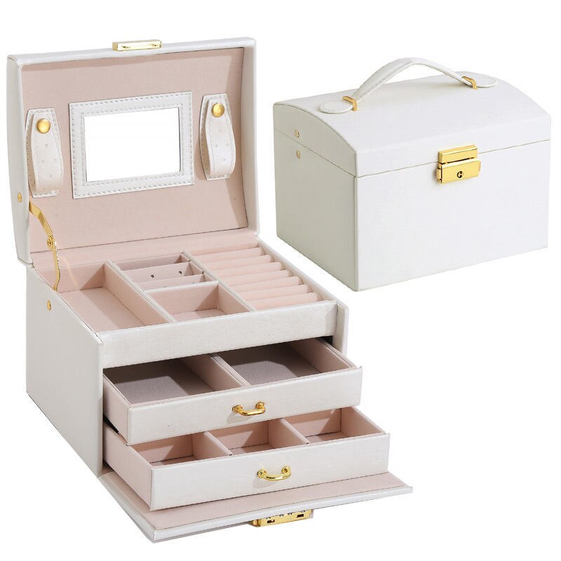 Princess-style Jewelry Box Leather Jewelry Box Cosmetic Box Jewel Case Upscale Jewelry Organizer Birthday Wedding