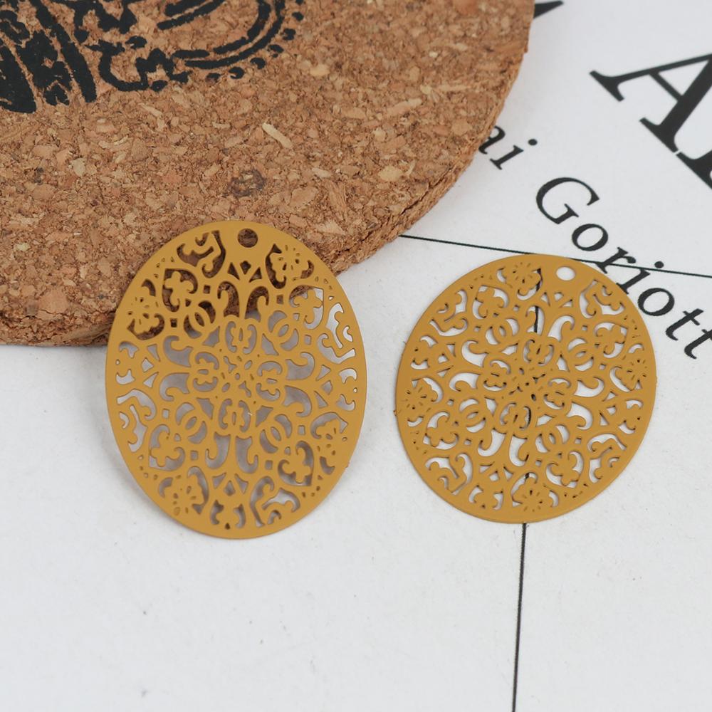 DoreenBeads-colgantes de filigrana de cobre a la , dijes ovalados de colores del ejército, accesorios de joyería DIY, 3,1 cm x 2,4 cm, 10 Uds.