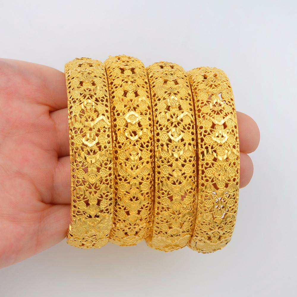 Anniyo 4 pièces/lot couleur or Dubai Bracelets pour femmes éthiopien Bracelets moyen-orient bijoux de mariage africains #139006