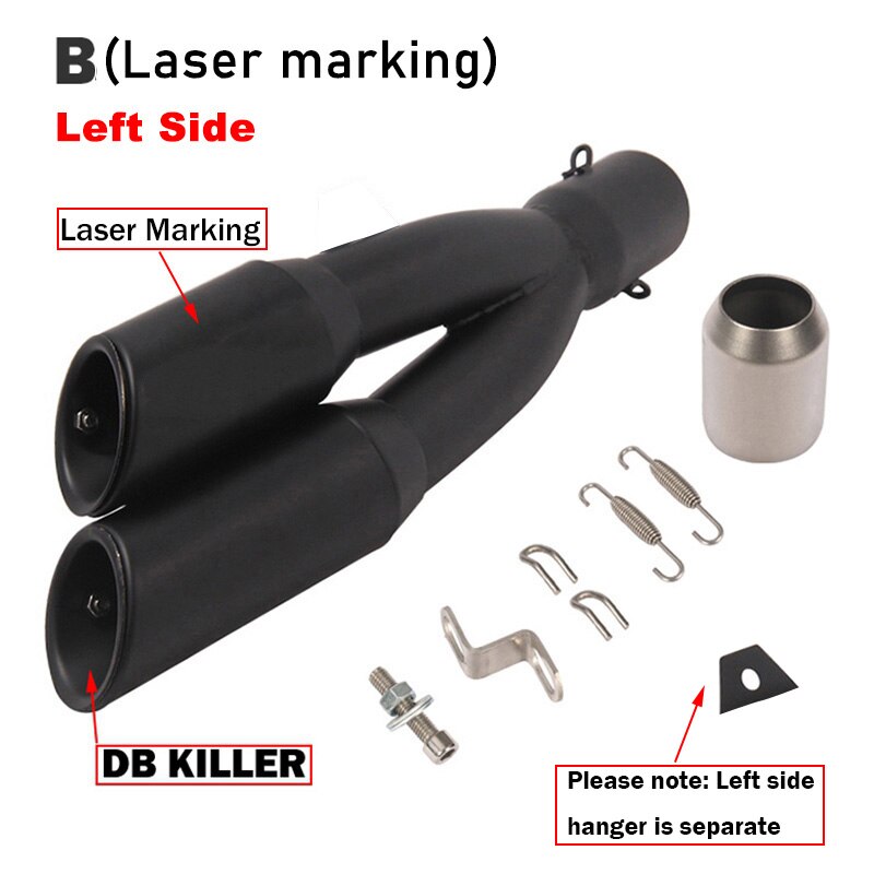 Right and Left Motorcycle Double Hole Exhaust Pipe Moto Motorbike Muffler Escape For Benelli 502C for Ninja 250 R1 R3 R25: B Left laser