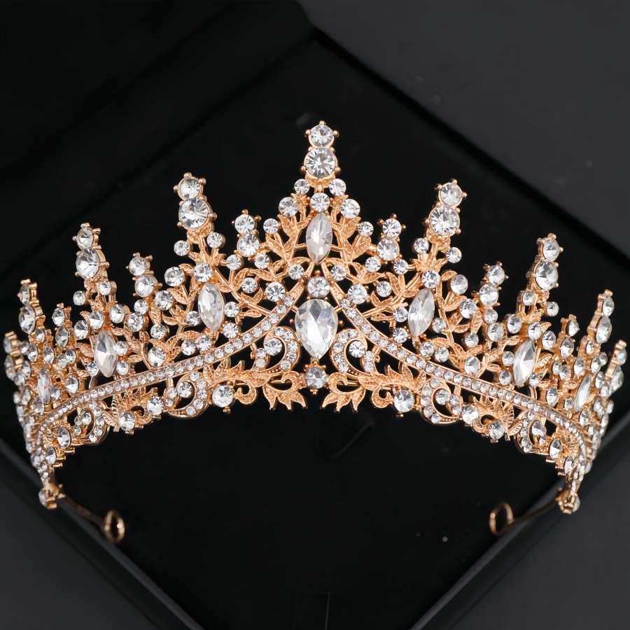Barokke Kristallen Tiara's En Kronen Voor Vrouwen Strass Prom Diadeem Hoofdband Bruids Bruiloft Haaraccessoires Sieraden Kroon Tiara: Goud-kleur