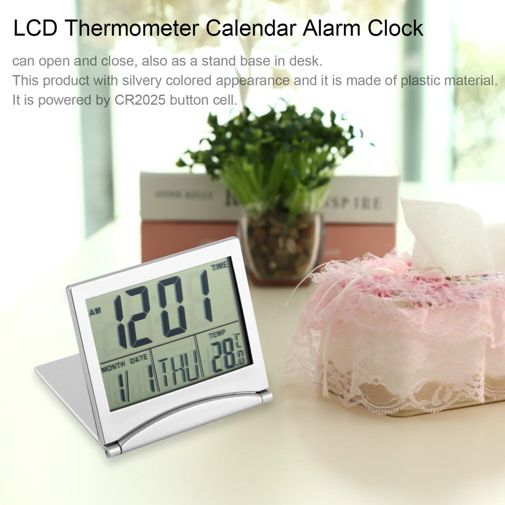 thermomètre d'affichage à cristaux liquides numérique calendrier réveil couverture Flexible horloge de bureau moderne