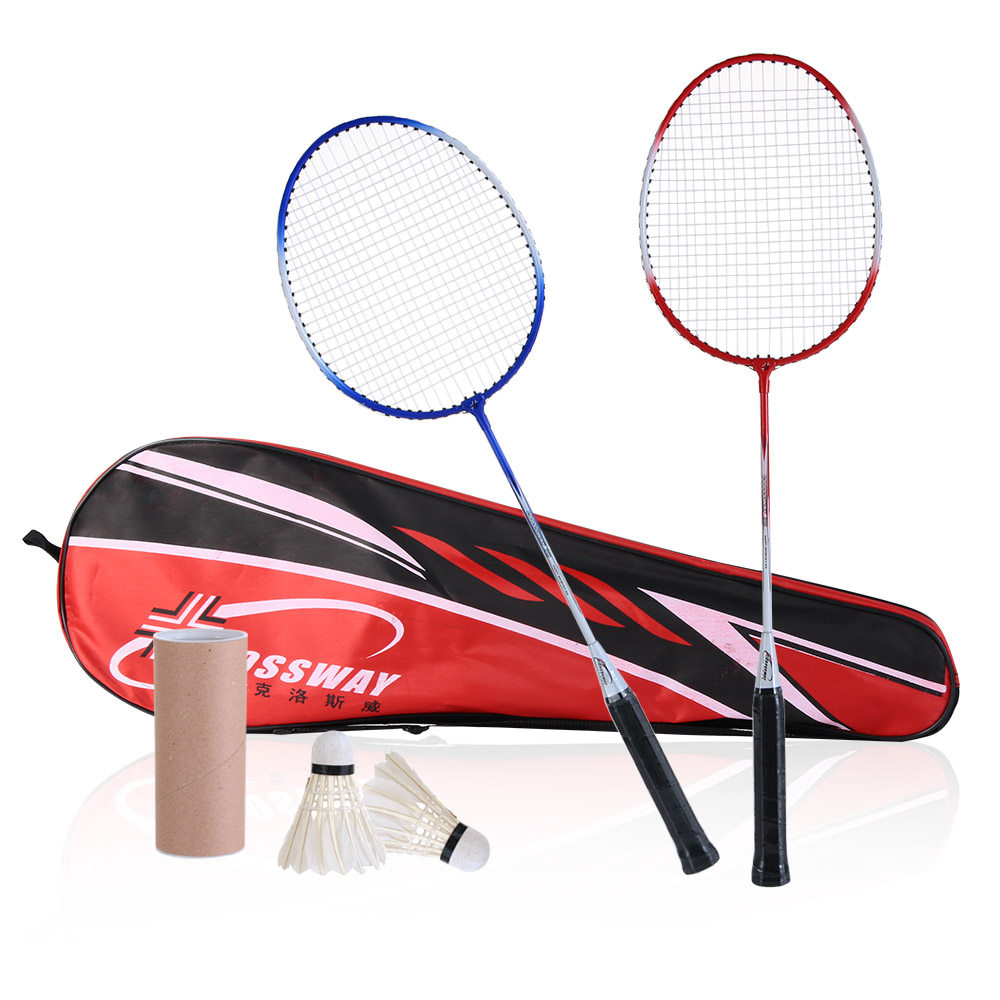 1 sæt badminton kit 2 stk ketsjere +2 stk fjederbolt + bæretaske indendørs udendørs afslappet leg spil sport tilbehør