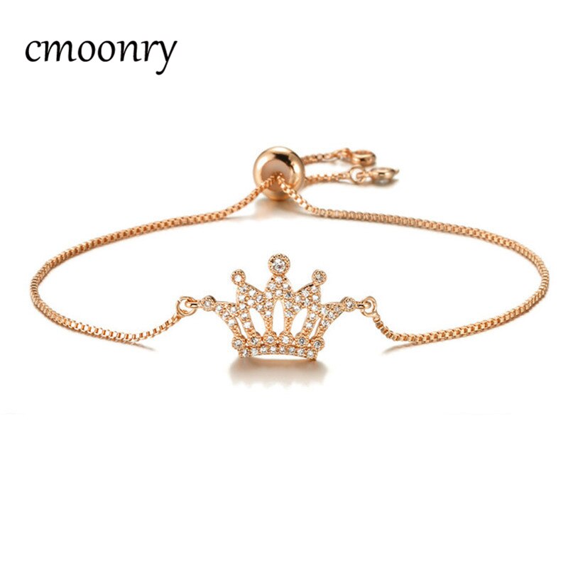 Cmoonry modisch Krone Charme Armbinde AAA + Zirkonia Armbänder Für Frauen Einstellbar Kupfer Kette Weibliche Partei Schmuck: NBSL379-3