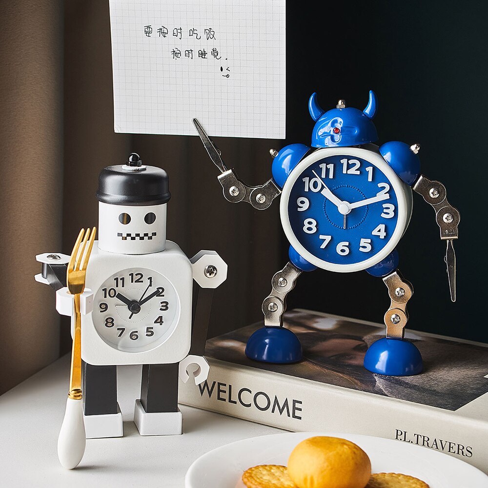 Home Decoration Robot Alarm Clock Multi-color Robot Model Study Bedroom Countertop Decor Children Birthday Bedside Clock