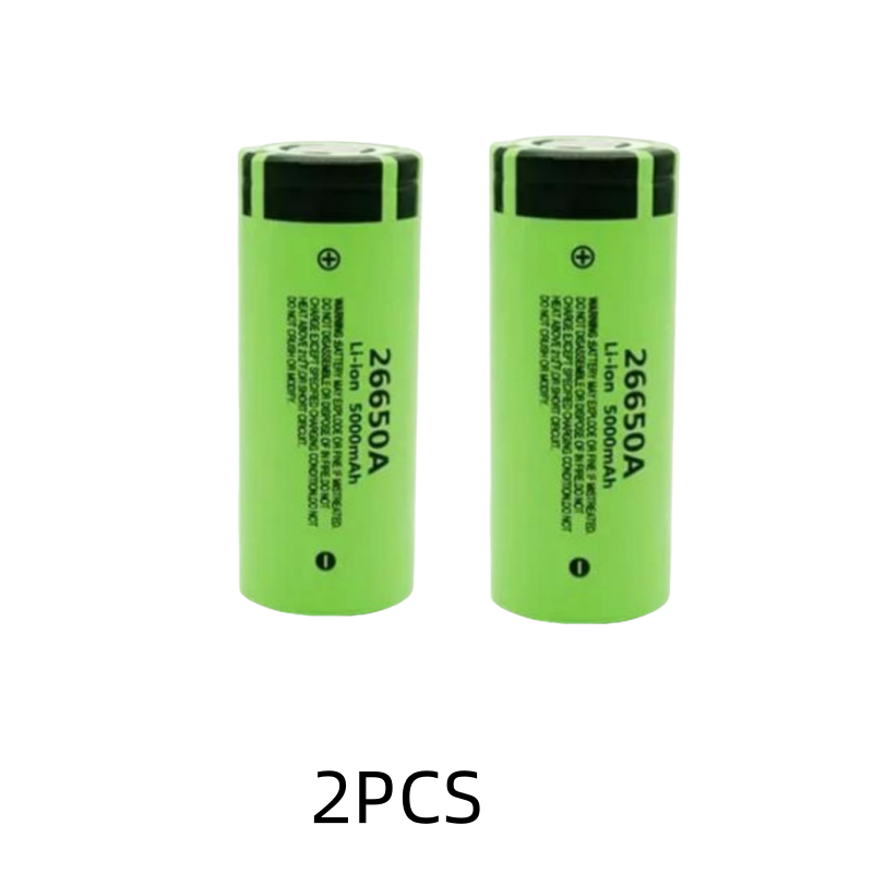 Original hochwertiger 26650-Akku 5000 mAh 3,7 V 50 A Lithium-Ionen-Akku für 26650 A LED-Taschenlampe + Ladegerät: Grau