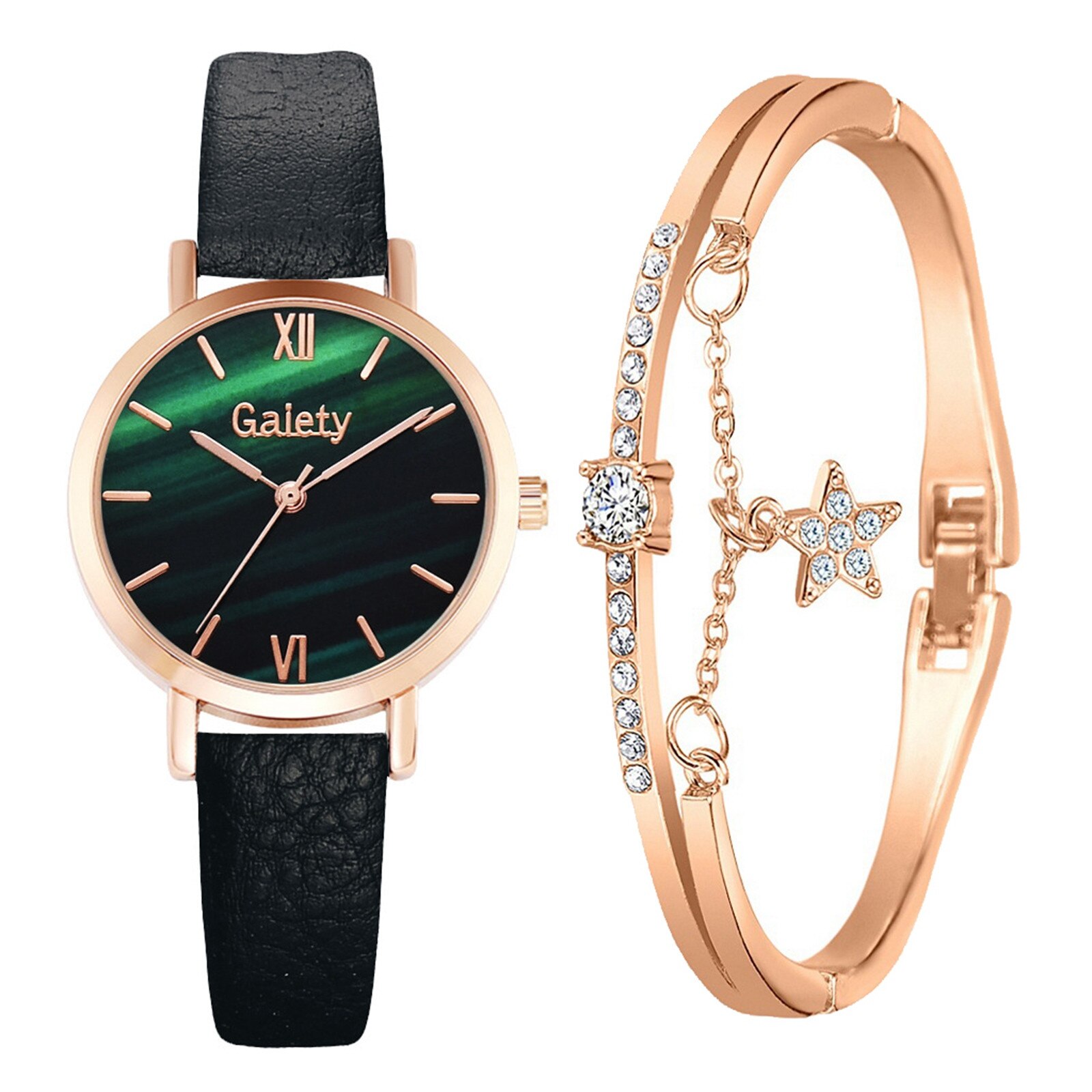 JewelryWe Dames Bangle Horloge en Armband Set Quartz Horloge Elegante