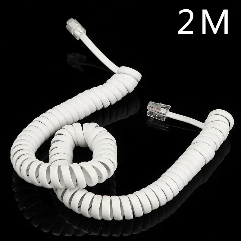2m spiralförmige telefonhörerkabel,  rj10 telefonverlängerungskabel, spiralförmiges kabel, modulares spiralförmiges telefonhörerkabel