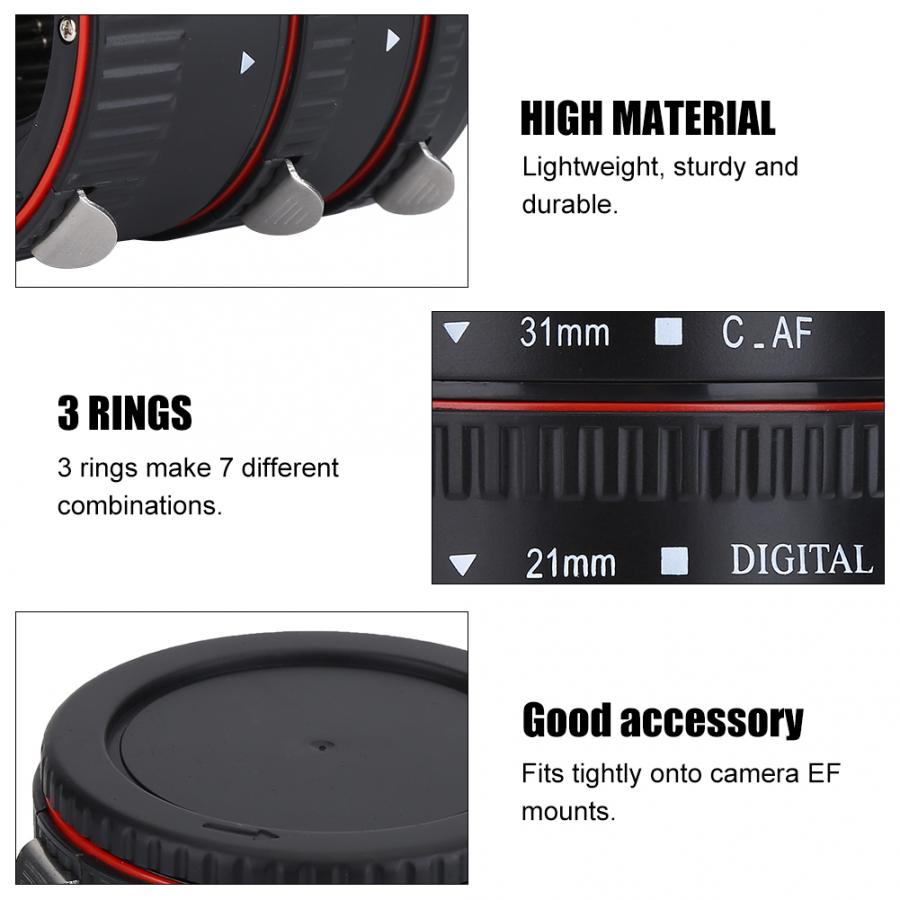 Auto Focus Macro Extension Tube/Ring 13mm & 21mm & 31mm for Canon EOS EF Lens Mount for Close-up Shot