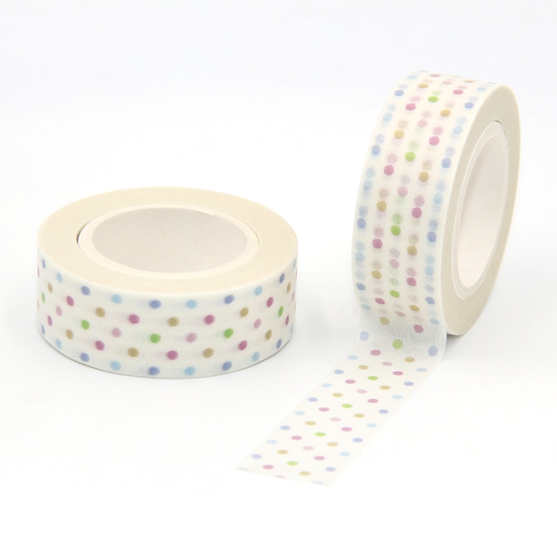 1Pc 15Mm * 10M Kleurrijke Golf Punt Washi Tape Breed Sticky Plakband Scrapbooking Album diy Decoratief Papier Tape