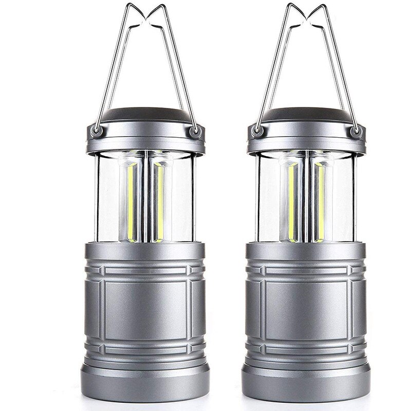 Ultra Bright LED Camping Lantern 3*COB Portable AA Battery Outdoor Tent Lamp Hanging Collapsible LED Camp Lantern Flashlight: 2 Pack