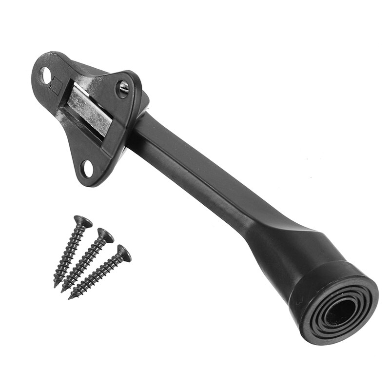 1PC Door Mounted Stopper Stop Kick Down Home Holder Rubber Buffer Door Mounted Stopper With Catch Screw Mount: Black