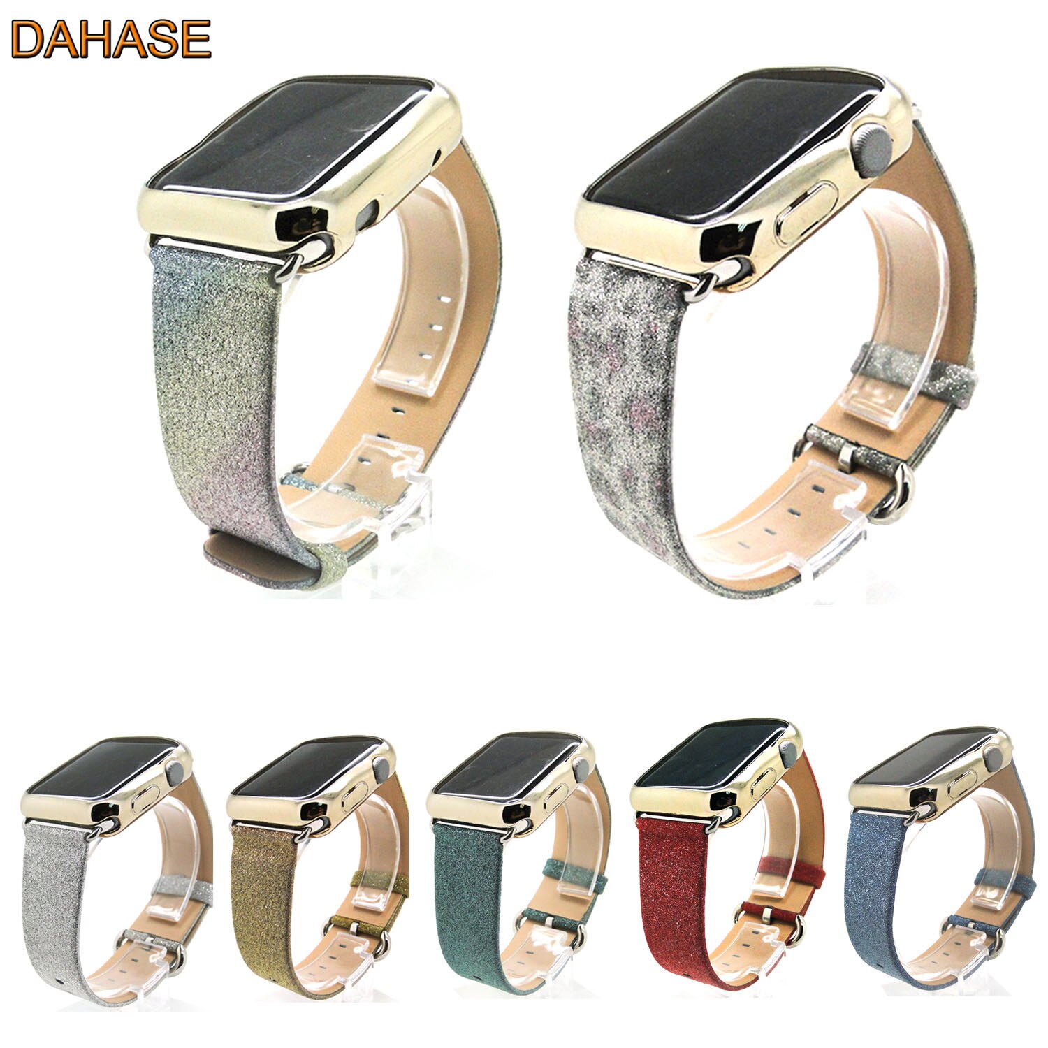 Bling Glitter PU Leder Handgelenk Gurt Für Apple Uhr Band Für iWatch Serie 4 3 2 1 44mm 40mm 42mm 38mm Ersatz Armband