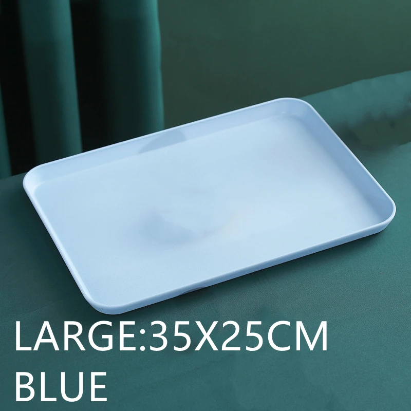 Bandeja Rectangular de paja de trigo, bandeja de pan ecológica, bandeja de almacenamiento de plástico, taza de comida, objeto pequeño, organizador para sala de estar, cocina: Negro