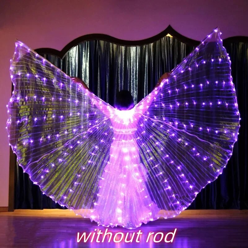Angelodini LED Wings Adult Children Costume Cape Circus Led Light Luminous Costumes Party Show Led Isis Wings Dancewear: XXS / GRAY